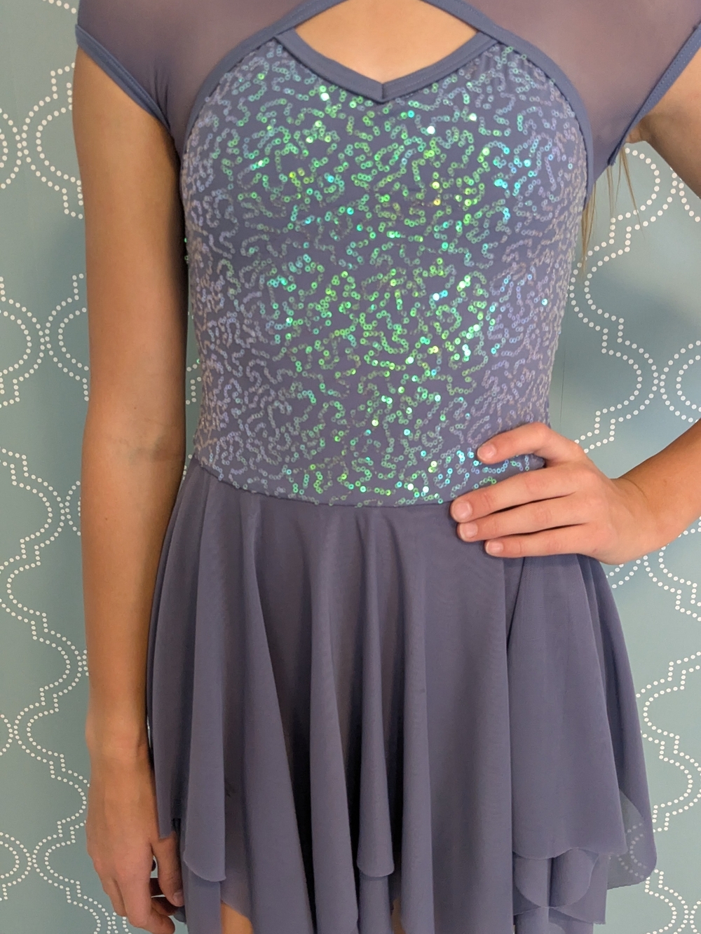 Weissman Lavender Dance Costume with Iridescent Sequin Bodice